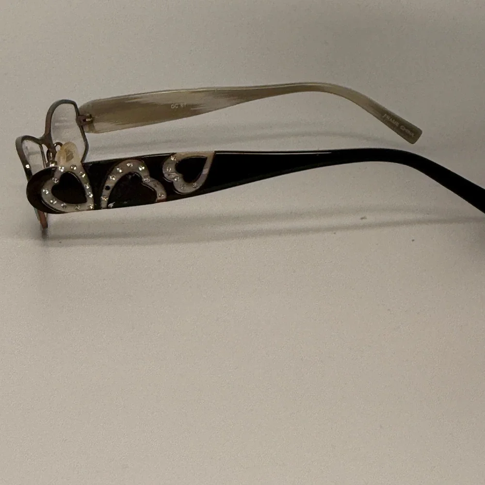 DiCaprio DC 67 Brown Eyeglasses‎ Frames 51-16-140 Heart Rhinestone Detail Womens